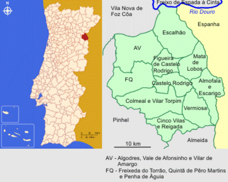 Mapa da localização e freguesias do Concelho de Figueira de Castelo Rodrigo