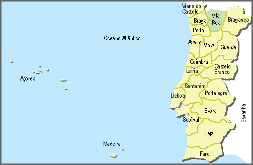 Localização do distrito de Vila Real