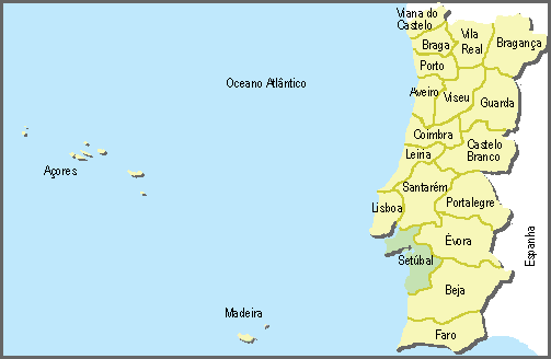 Localização do distrito de Setubal